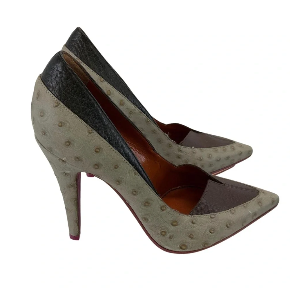 Missoni Ostrich Leather Heels in Grey Women’s Size 37